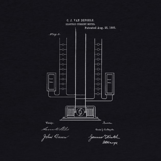 Electric Current Meter Vintage Patent Hand Drawing by TheYoungDesigns